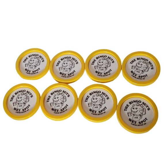 Vintage The Bingo Nuts Wet Spot Coasters Set Of 8 By Custom Creations 1985 USA G - Picture 3 of 6